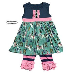 Royal Roe 3-4T Handmade Carousel Horse Tunic Dress & Pants Set